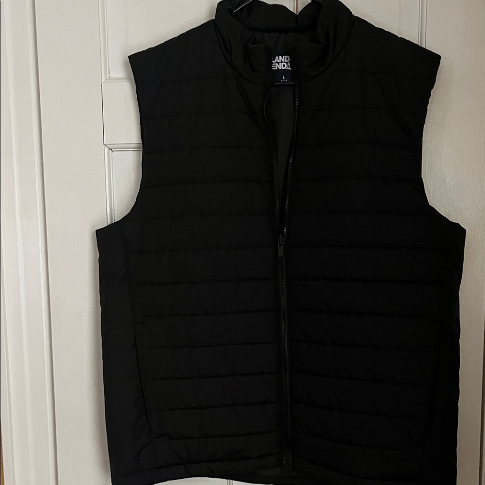 Lands' End Men's Quilted Black Vest